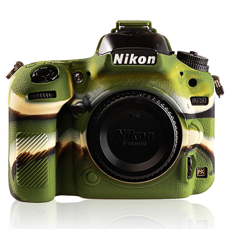 STSEETOP Camera Case for Nikon D750 - Protective Silicone DSLR Skin Cover, Detachable Cage, Shockproof, Dustproof (Army Green) - Image 1